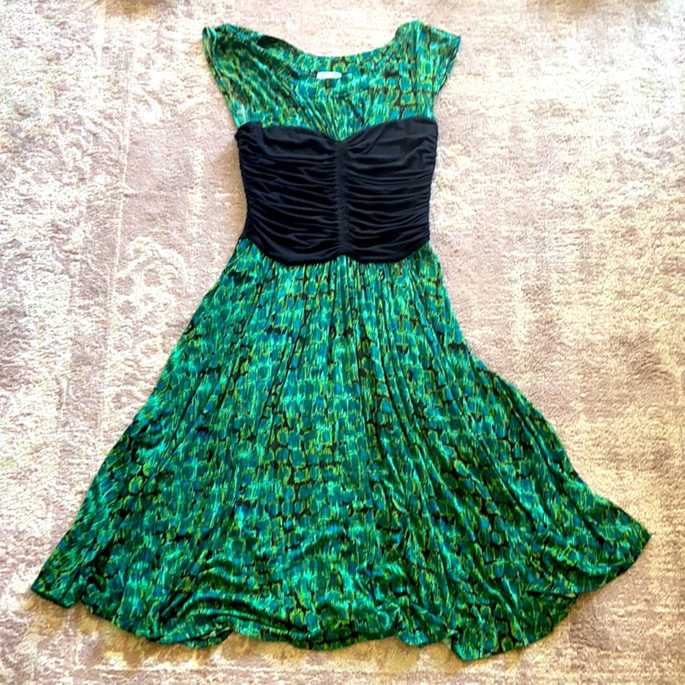 Anthropology stretchy flare dress